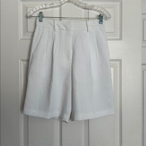 Open Edit White The Curator Pleated Bermuda Shorts 0